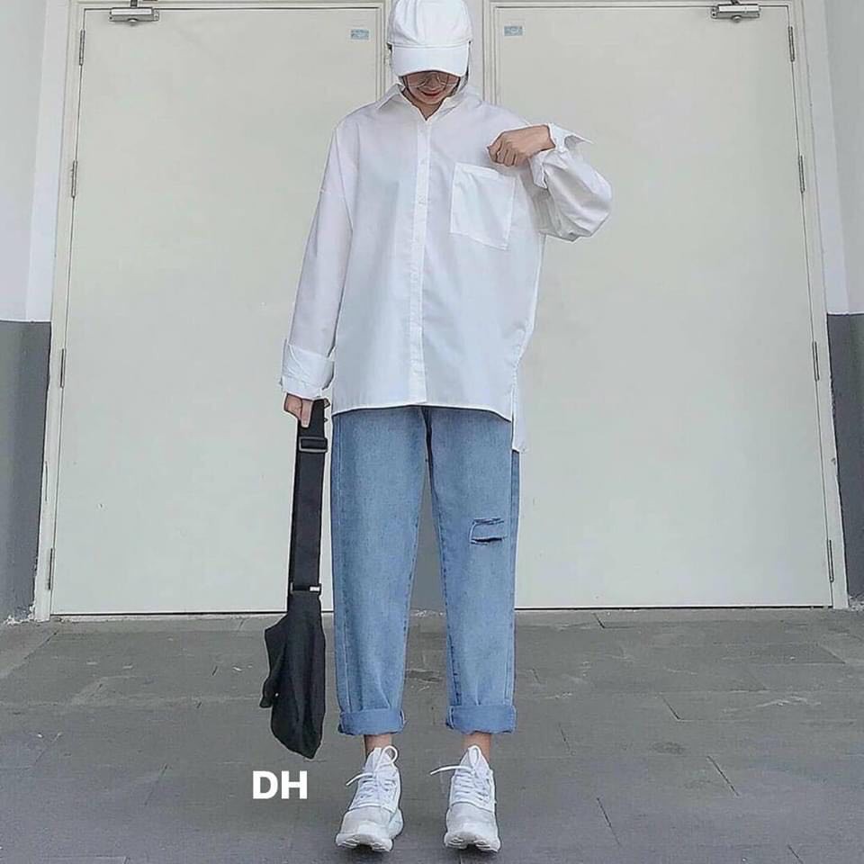 Set Baggy bò siêu đẹp + Áo Sơ mi lụa quốc dân