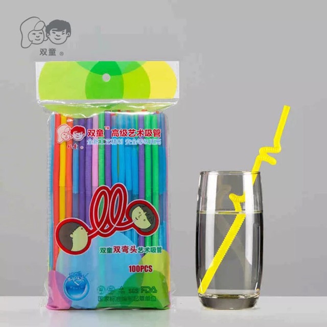 Ống hút tạo kiểu hai đầu co dãn