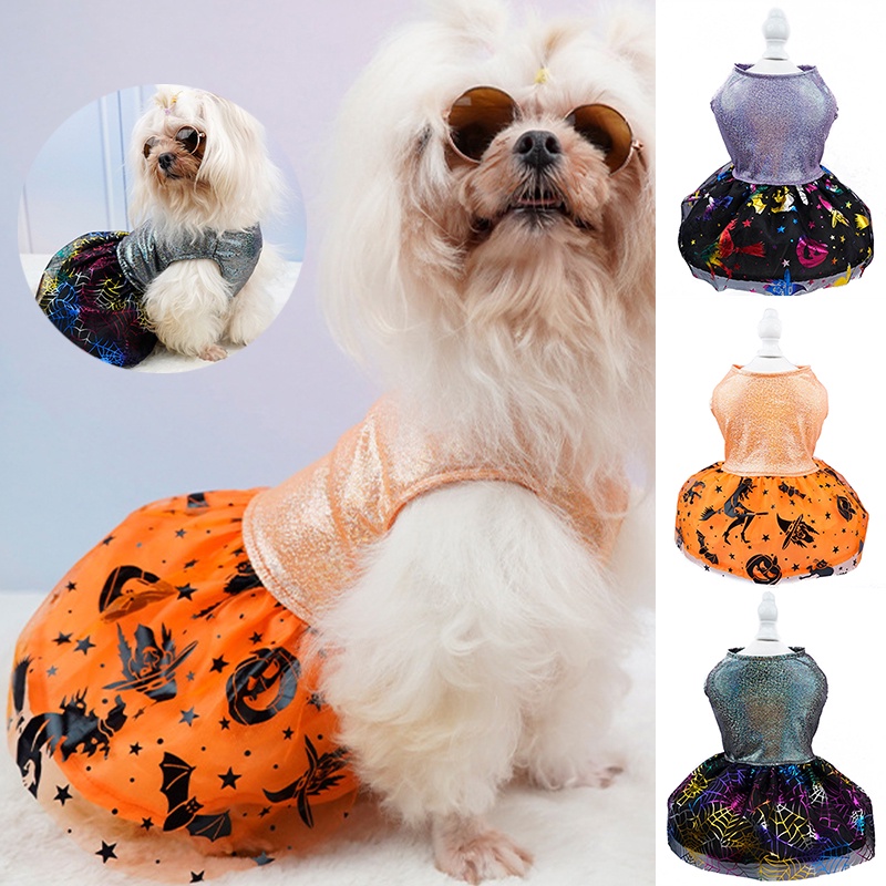 Đầm Lưới Hóa Trang Halloween Màu Laser Vui Nhộn Cho Thú Cưng 27 Tuổi