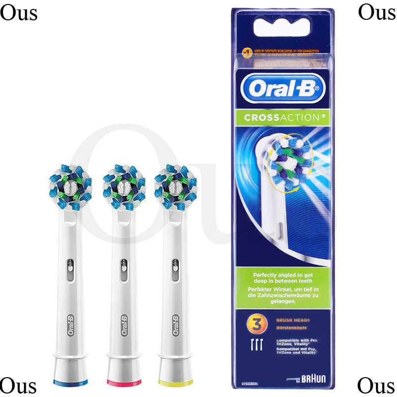 3pc/Pack Oral B Cross Action Replacement Sonic Electric Toothbrush Head Rotation