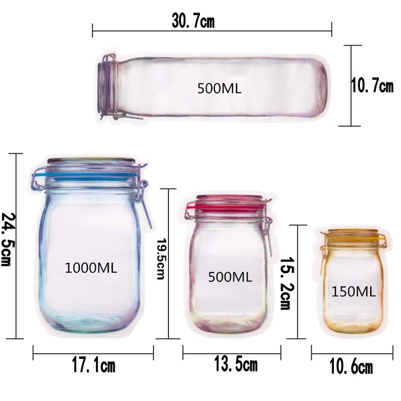 Bộ 5 túi khóa kéo đựng thực phẩm tiện lợi