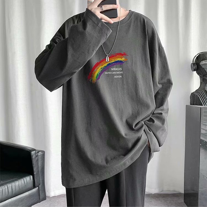 Áo thun AOKANG tay dài cổ tròn in hình thời trang dành cho nam