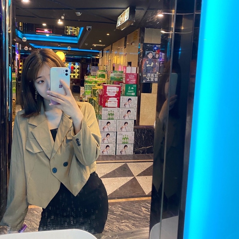 Áo blazer dài tay dáng ngắn áo croptop