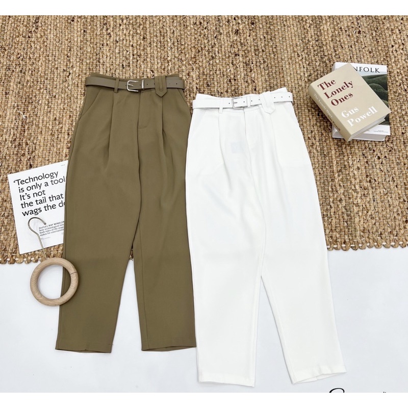 Quần âu vải baggy nữ form vừa mặc mát tặng kèm đai siêu hách dáng sẵn chất lụa k bóng mặc mát sẵn hàng