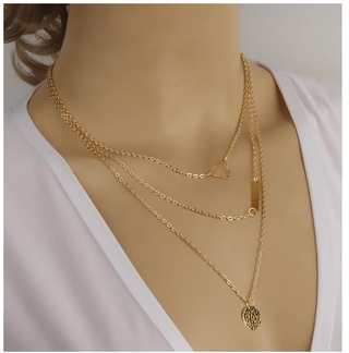 dây chuyền Fashion Round Sequins Rectangular Sequins Triangle Short Combination Necklace
