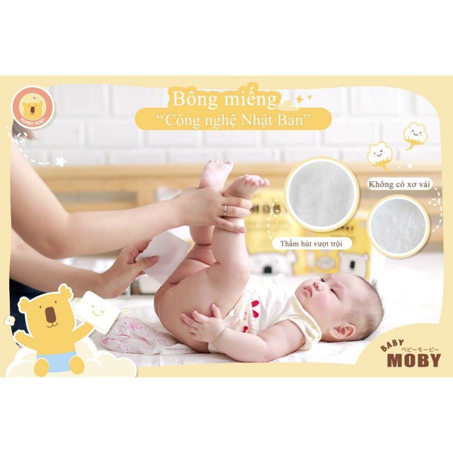 Bông Miếng Đa Năng MOBY Vệ Sinh Nhẹ Mịn Màng Cho Da Bé | Bịch 150g và Bịch 100g