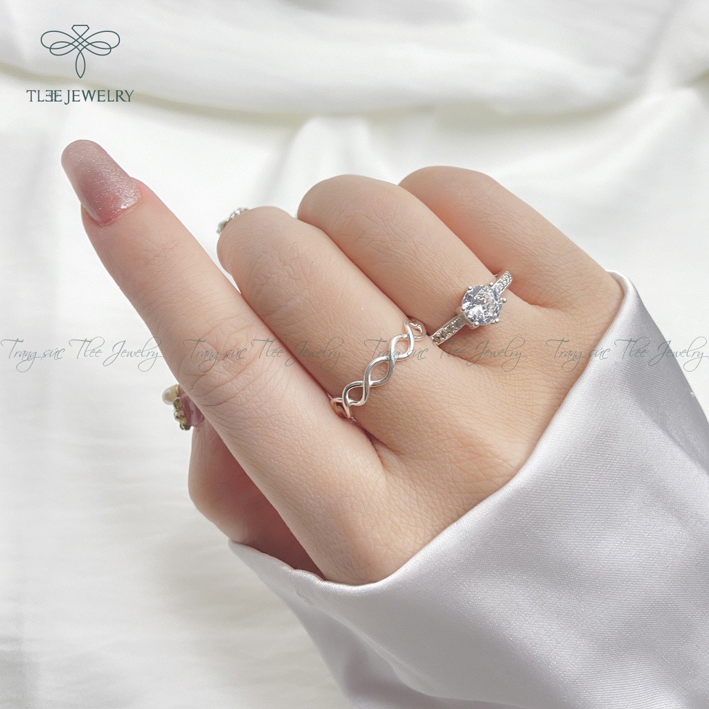 Nhẫn bạc unisex TLEE sóng đan chéo basic NCJ A0103