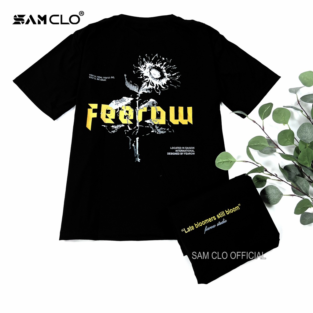 Áo thun nam nữ tay lỡ SAM CLO form rộng Unisex, mặc cặp, nhóm fearow SUNFLOWER TEE- 80% COTTON