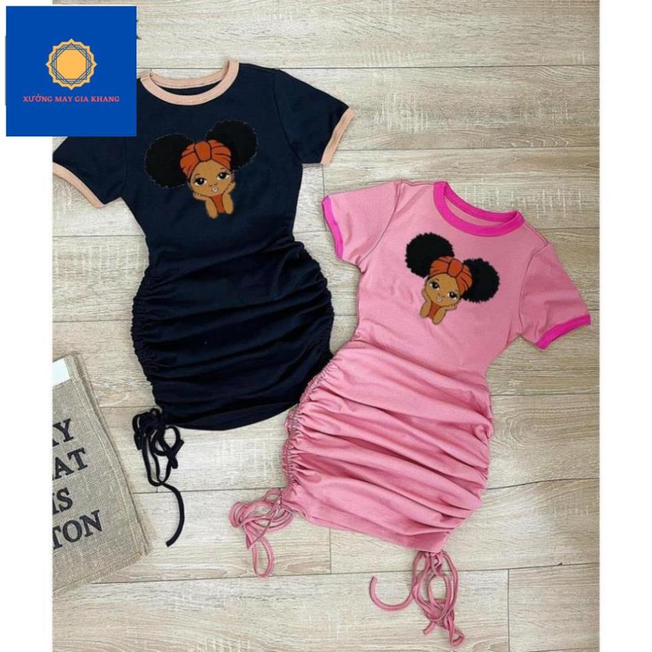 MS: 210574 - Đầm bé gái ôm body thời trang, sành điệu, thun cotton - Quần áo trẻ em - Gia Khang shop (Màu Đen)