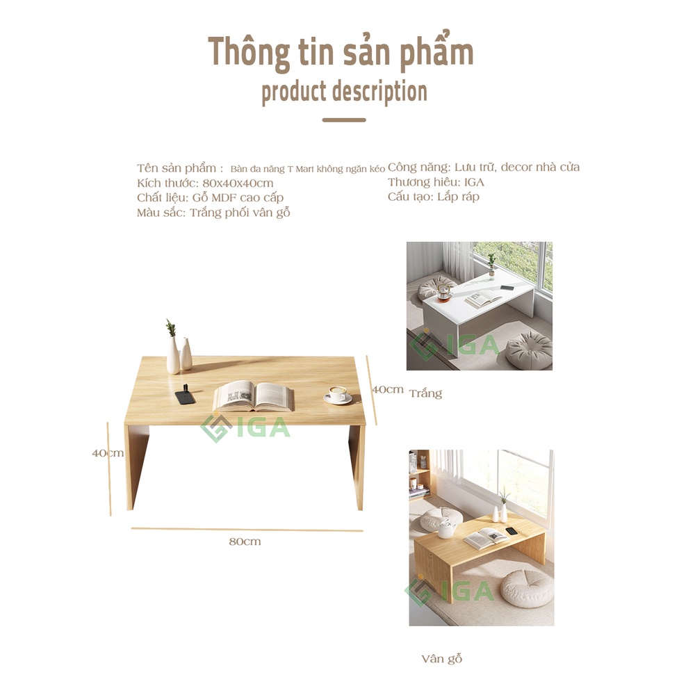 Bàn Trà Đa Năng IGA Có Thể Làm Bàn Học Bàn Trang Điểm Ngồi Bệt Phong Cách Hiện Đại - GP147 | BigBuy360 - bigbuy360.vn