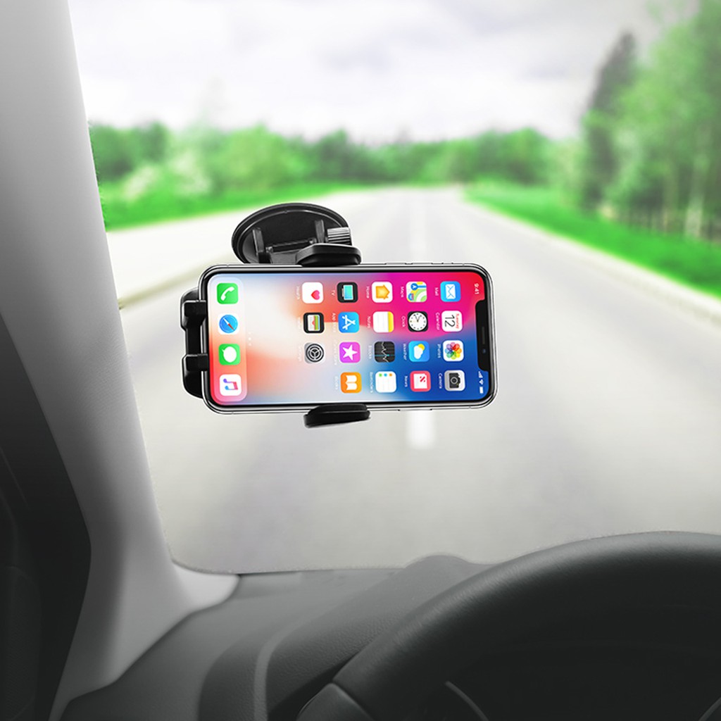 Giá đỡ điện thoại với tay cầm chắc khỏe - điều chỉnh nhiều hướng góc độ - chân hút kính để bàn taplo Ghế ô tô Hoco CA31