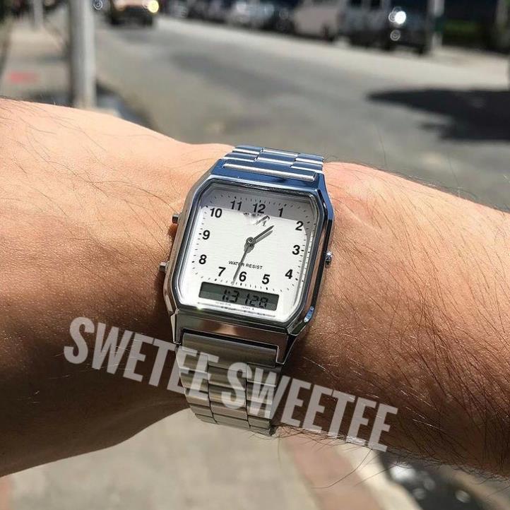 Đồng Hồ Unisex Sweetee AQ230 Kim Điện Tử Chống Nước Mặt Chữ Nhật Phong Cách Retro Sang Trọng Thanh Lịch