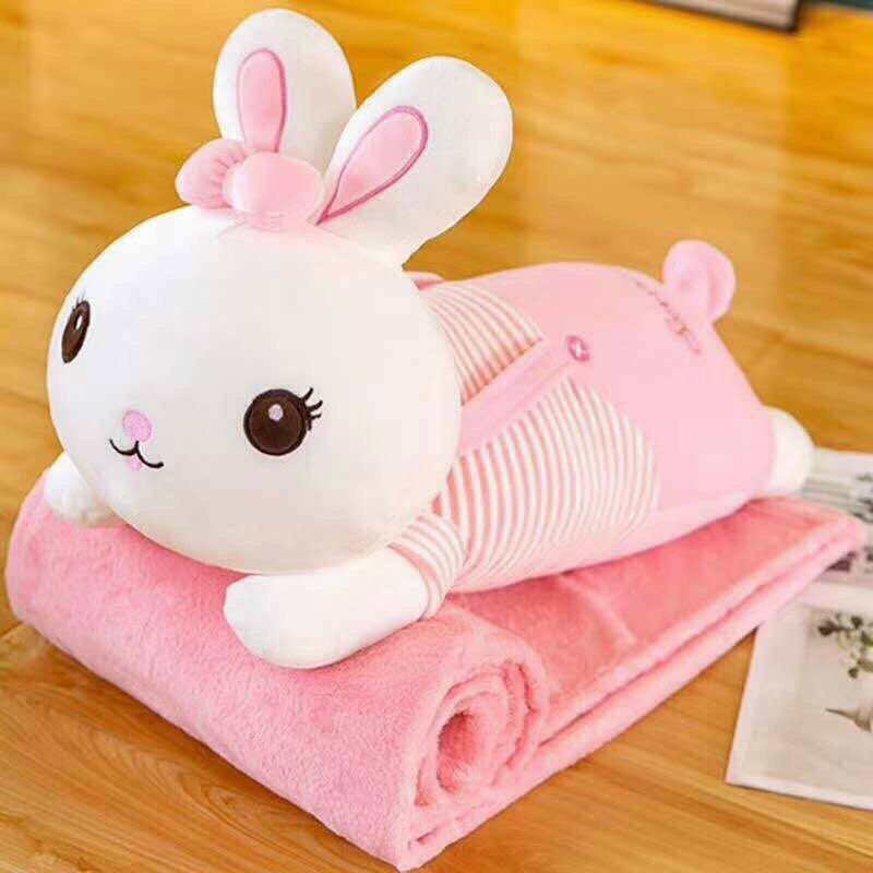 Chăn gối văn phòng, gấu bông kèm chăn, gấu bông thỏ có mền, gấu bông thỏ ôm ngủ