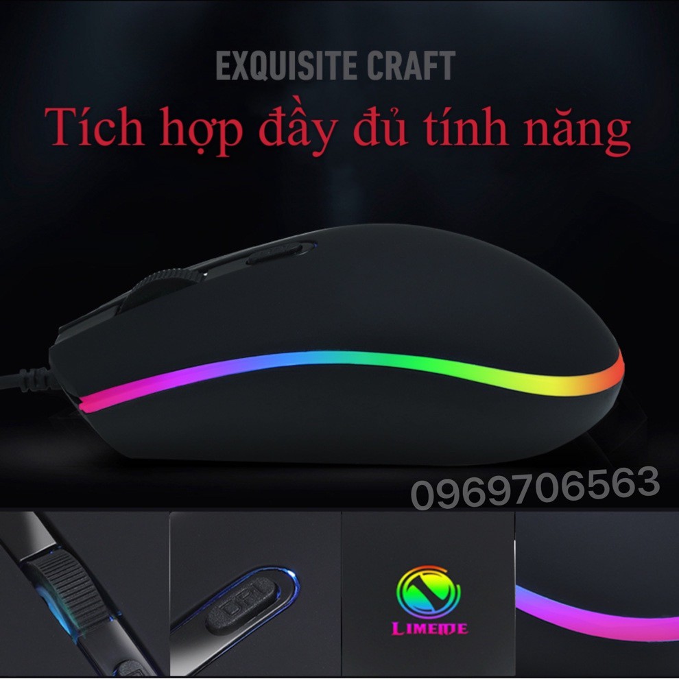 Chuột Máy Tính Có Dây Limei 007 Gaming Led RGB Đổi Màu, Chuột Chơi Game Led Nhiều Màu Có 4 Mức DPI | WebRaoVat - webraovat.net.vn