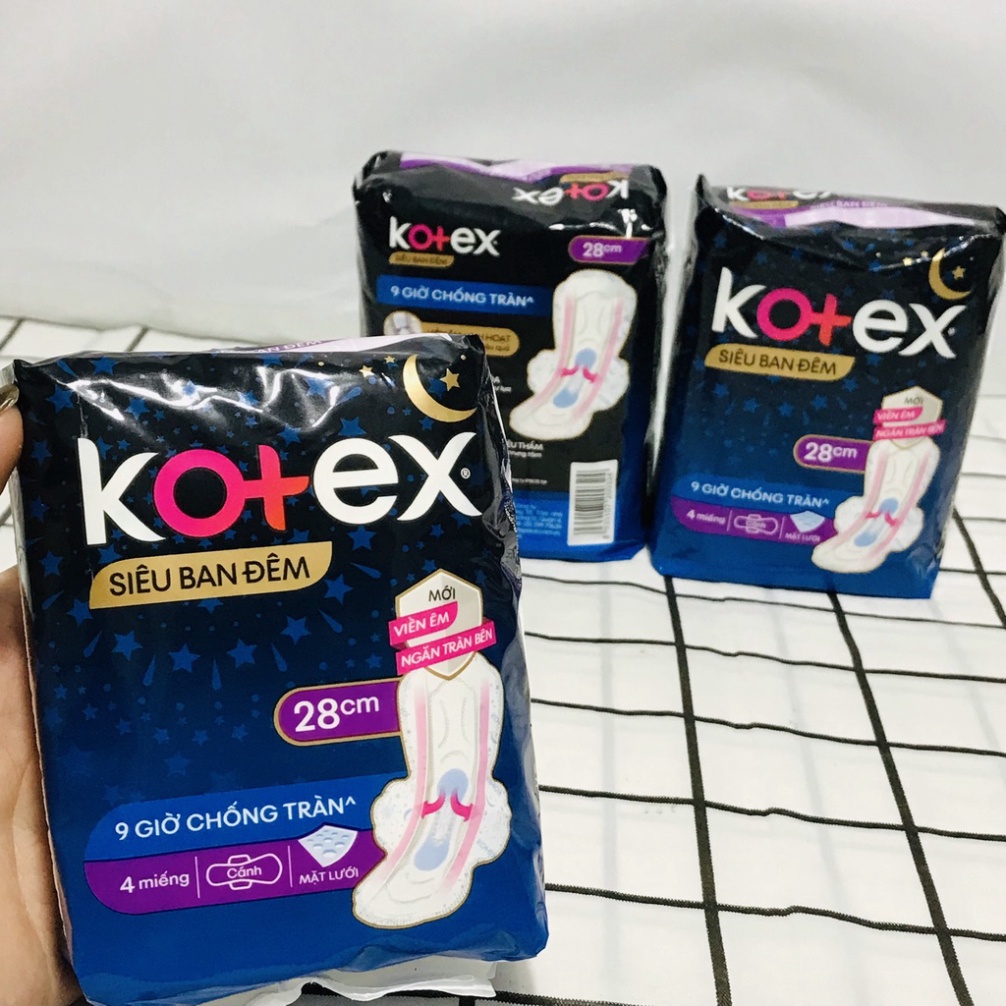Băng Vệ Sinh Kotex Siêu Ban Đêm Có Cánh 28cm