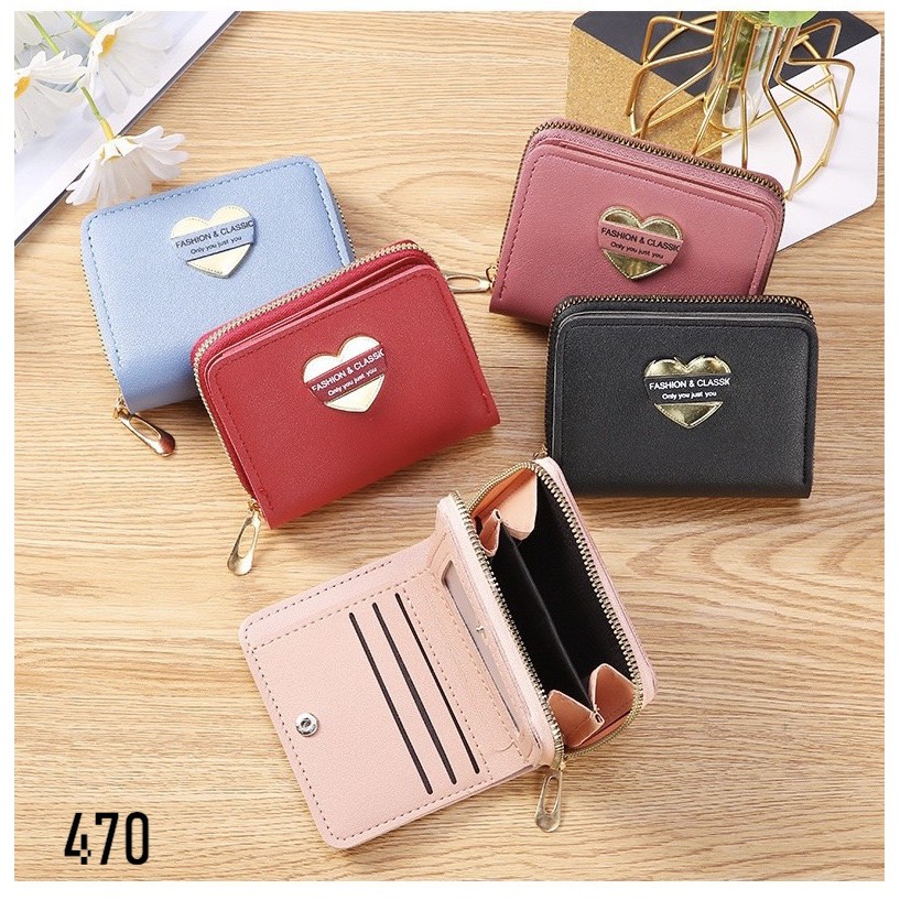 [Mã FAMARAL2 giảm 10K đơn 50K]VÍ NGẮN NỮ CẦM TAY SIÊU CẤP 470 TRÁI TIM FASHION CLASSIC SIÊU DỄ THƯƠNG