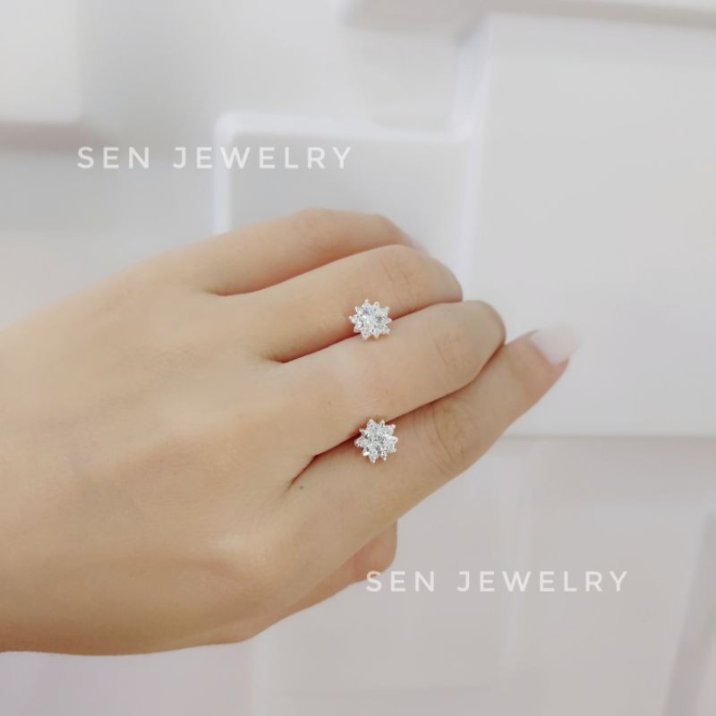 SB05 - Bông tai hoa Bạc Ý