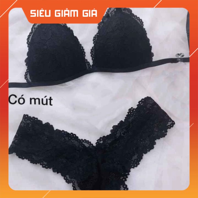 [ RẺ NHẤT SHOPEE ]  Bộ bra đen có mút mỏng sexy gợi cảm hàng thiết kế gồm quần lót và áo lót