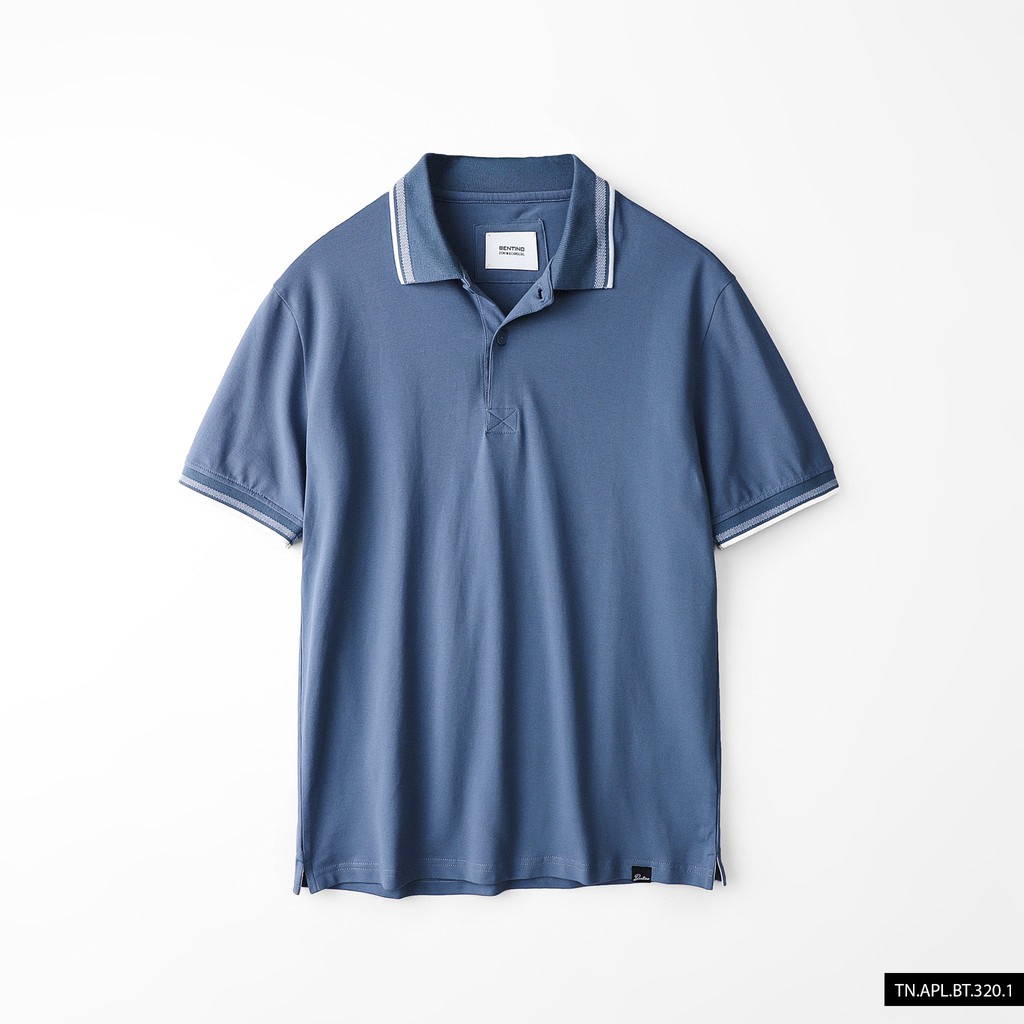 Áo polo nam phối viền vải cotton gai - BENTINO