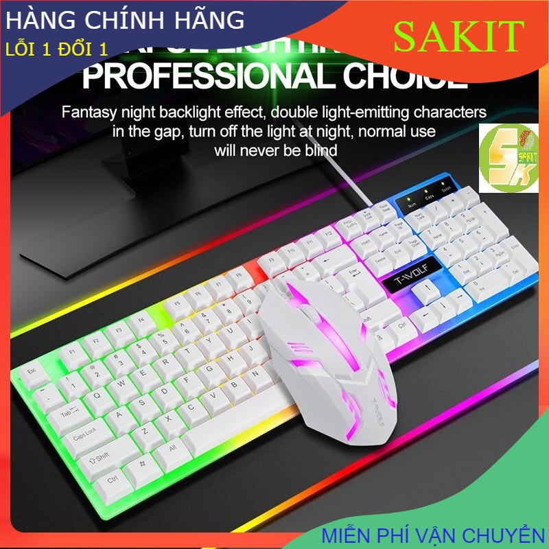 Combo Bàn Phím Dây Giả Cơ Và Chuột Gaming Gear TWOLF TF230 Led RGB 3D Dây Dài 1,3M Chui USB