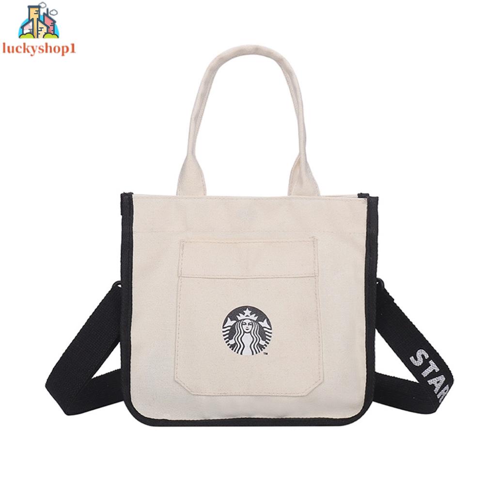Túi Vải Canvas Starbucks Đựng Hộp Cơm Trưa Tiện Dụng