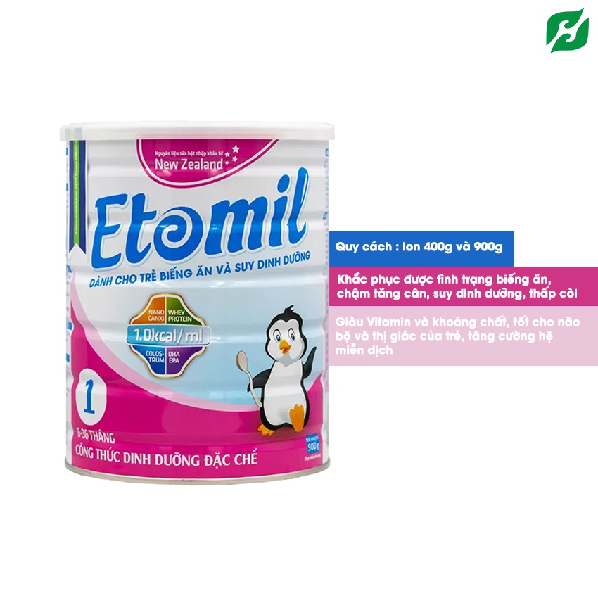 Sữa bột Etomil 1 cho trẻ 6-36 tháng tuổi suy dinh dưỡng biếng ăn