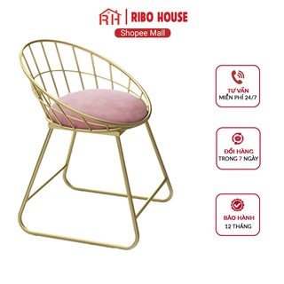 Mua Ghế bàn trang điểm RIBO HOUSE đệm vải nhung nỉ  ghế lùn trang trí phòng ngủ ban công quán cafe spa nails RIBO55