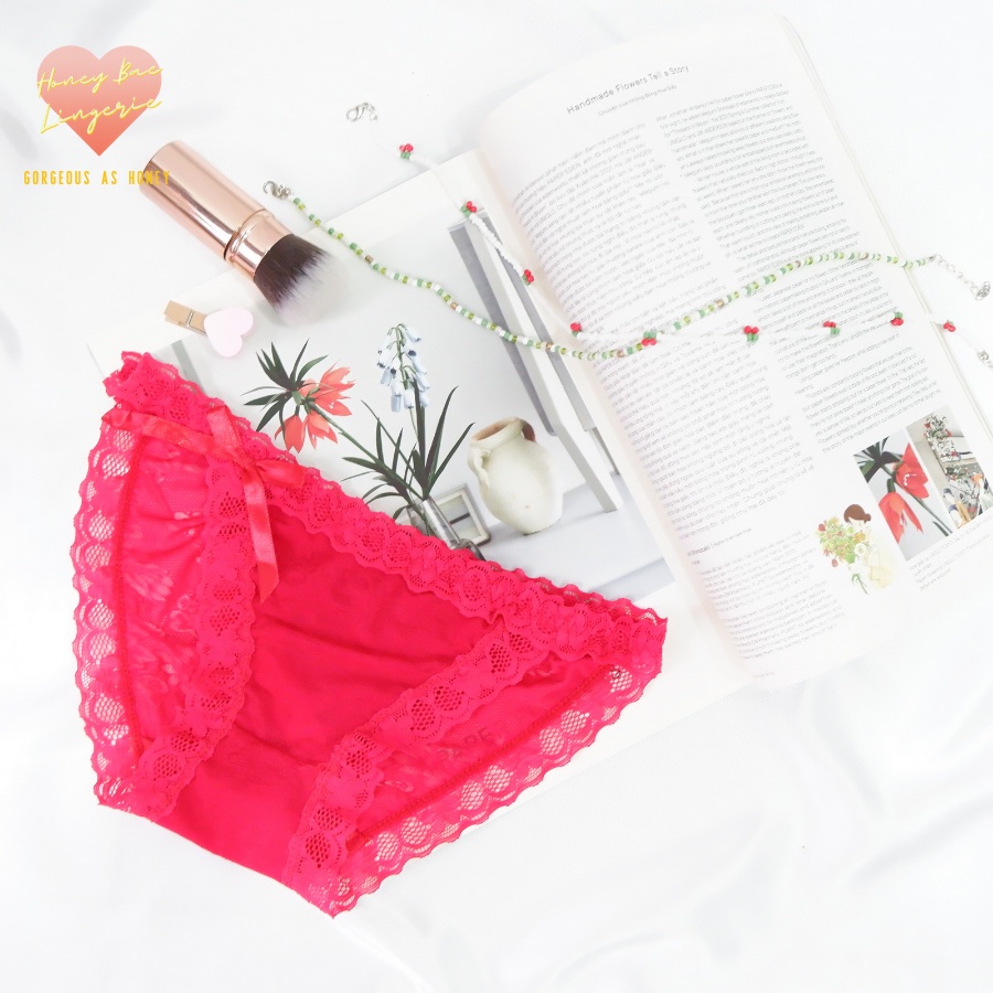 Quần Lót Ren Nữ Cao Cấp đính nơ xuyên thấu quyến rũ đáng yêu cute kháng khuẩn thoáng mát REN005 Honey Bae Nội Y | BigBuy360 - bigbuy360.vn