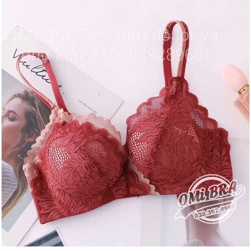 Áo lót ren lá chéo đệm dày nâng ngực cao cấp 6622 diện hè xinh xinh ạvideo thật em tư quay a