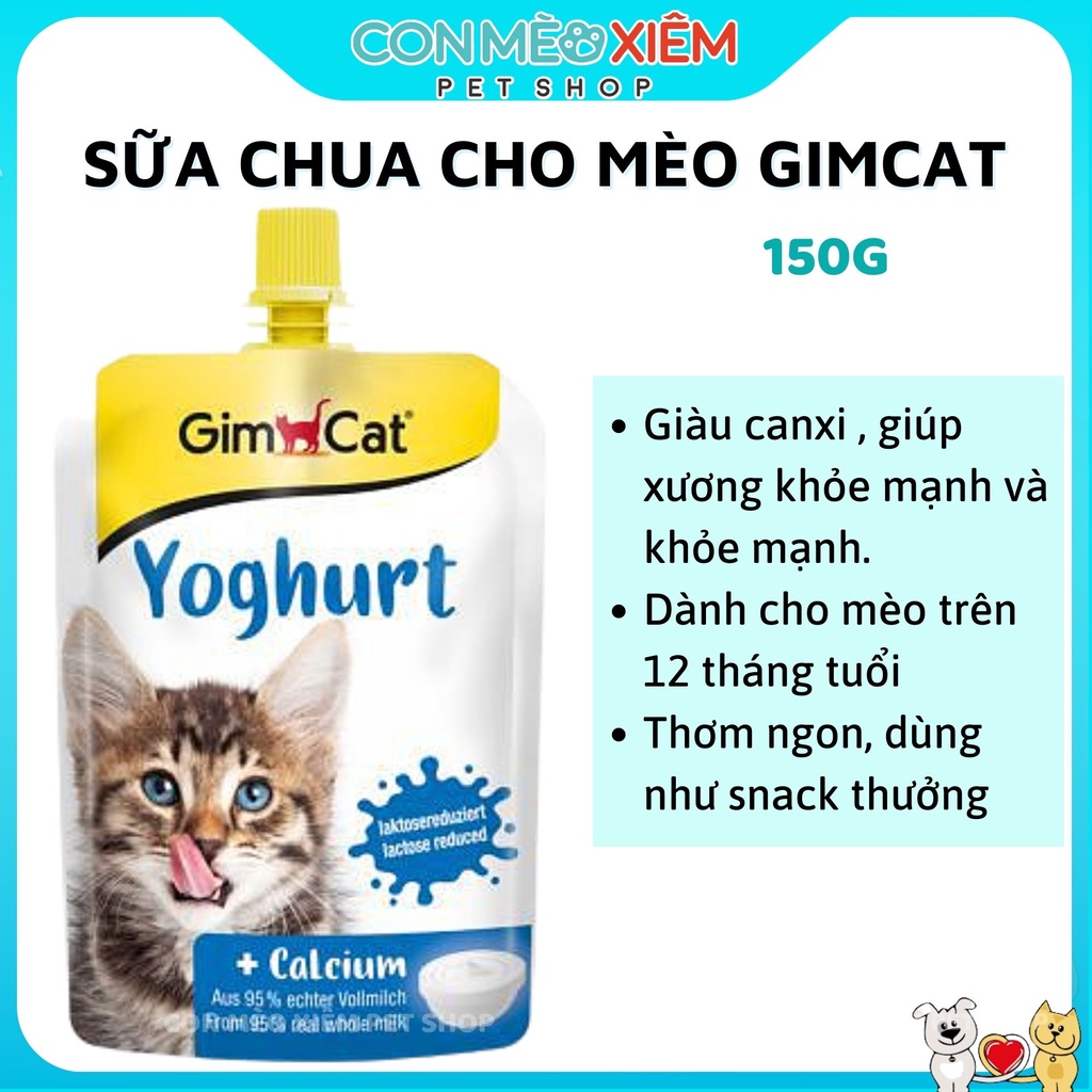 Sữa chua cho mèo Gimcat yoghurt 150g, bổ sung canxi tiêu hóa cho thú cưng Con Mèo Xiêm