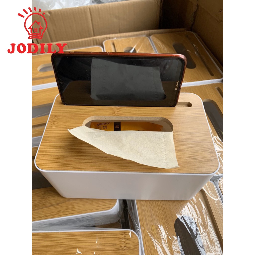 Hộp Giấy Ăn Jodily StarHome Thân Nhựa Mặt Tre Sang Trọng