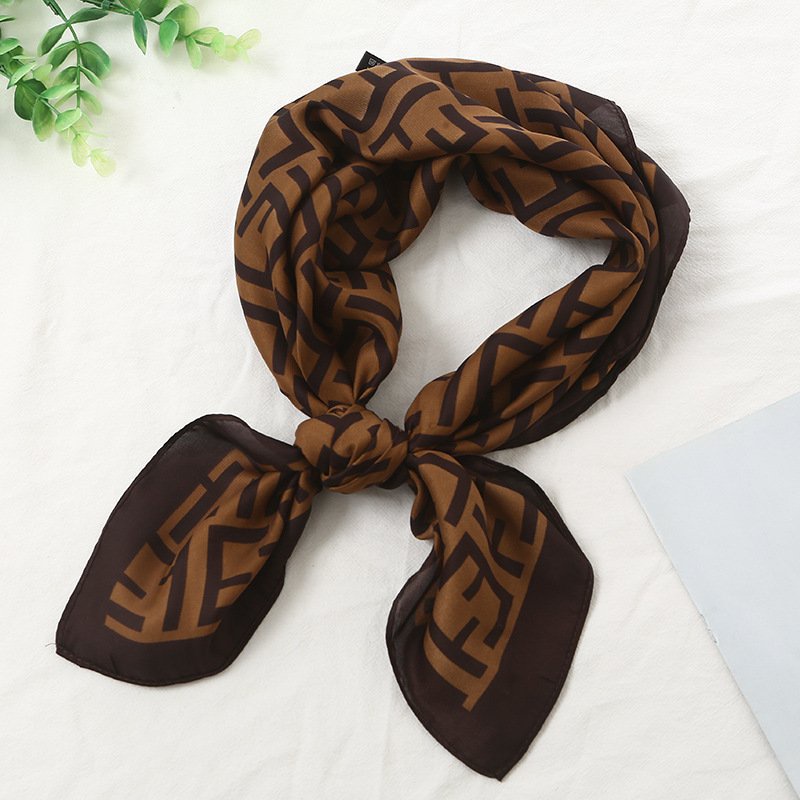 khăn lụa vuông CHỮ HIỆU choàng cổ cao cấp 70x70cm Khăn bandana lụa ThyThy,áo choàng-HOT TREND