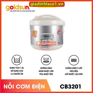 Nồi cơm điện goldsun cb3201 truyền nhiệt nhanh, chống cháy khét