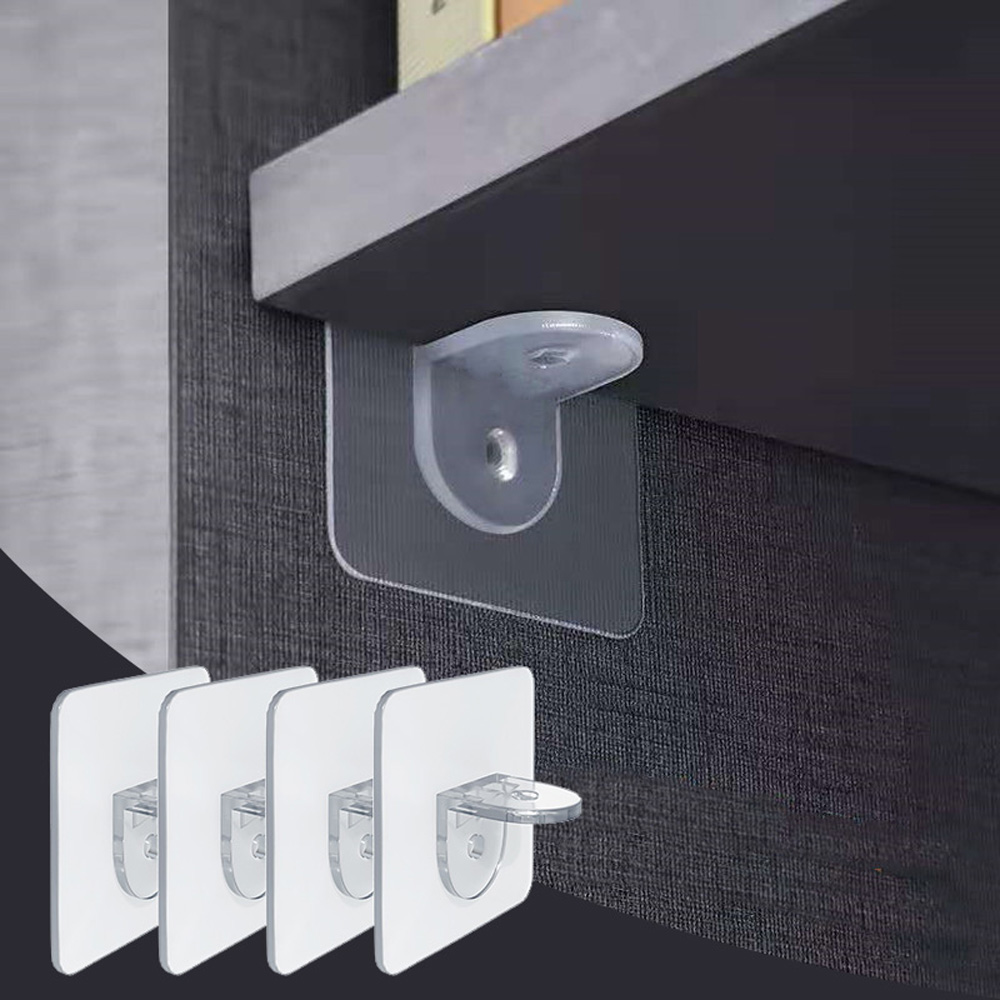 Móc nhựa trong suốt dán tủ chạn kiêm giá đỡ kệ góc phải không đục lỗ đa năng cho đồ nội thất [COD]