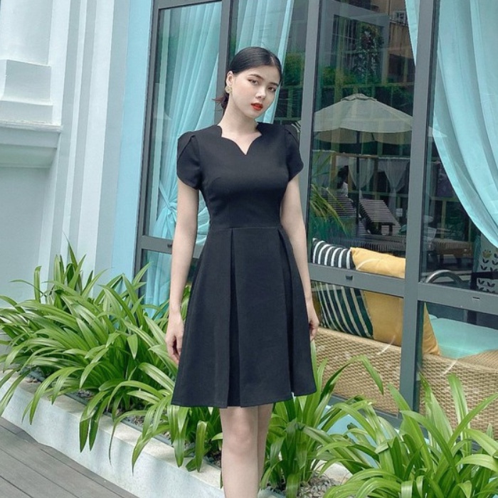Váy cổ tim vuông kiểu tay xếp li Zym's House - LT126 | BigBuy360 - bigbuy360.vn