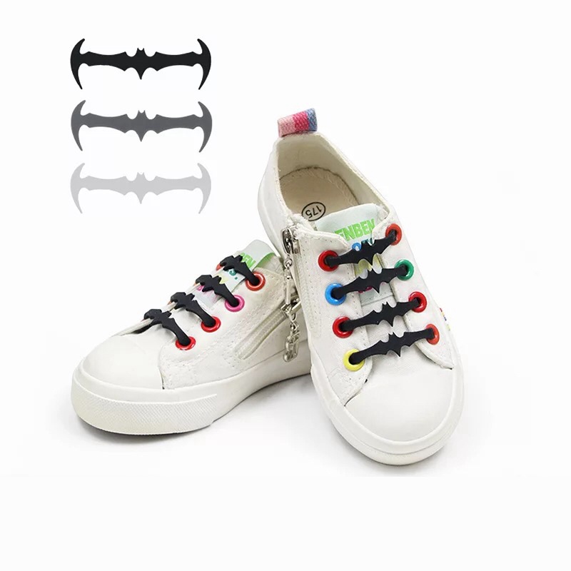 1 / 1 Set Dây Giày Silicone Đàn Hồi Không Cần Buộc Hình Dơi Cho Trẻ Em