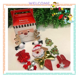 Hộp nơ kẹp tóc Noel 10 chi tiết