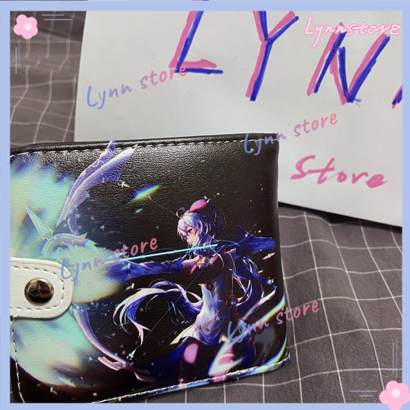 Ví Da PU Ngắn Đựng Thẻ Và Tiền Xu In Hình Game Genshin Impact Hutao