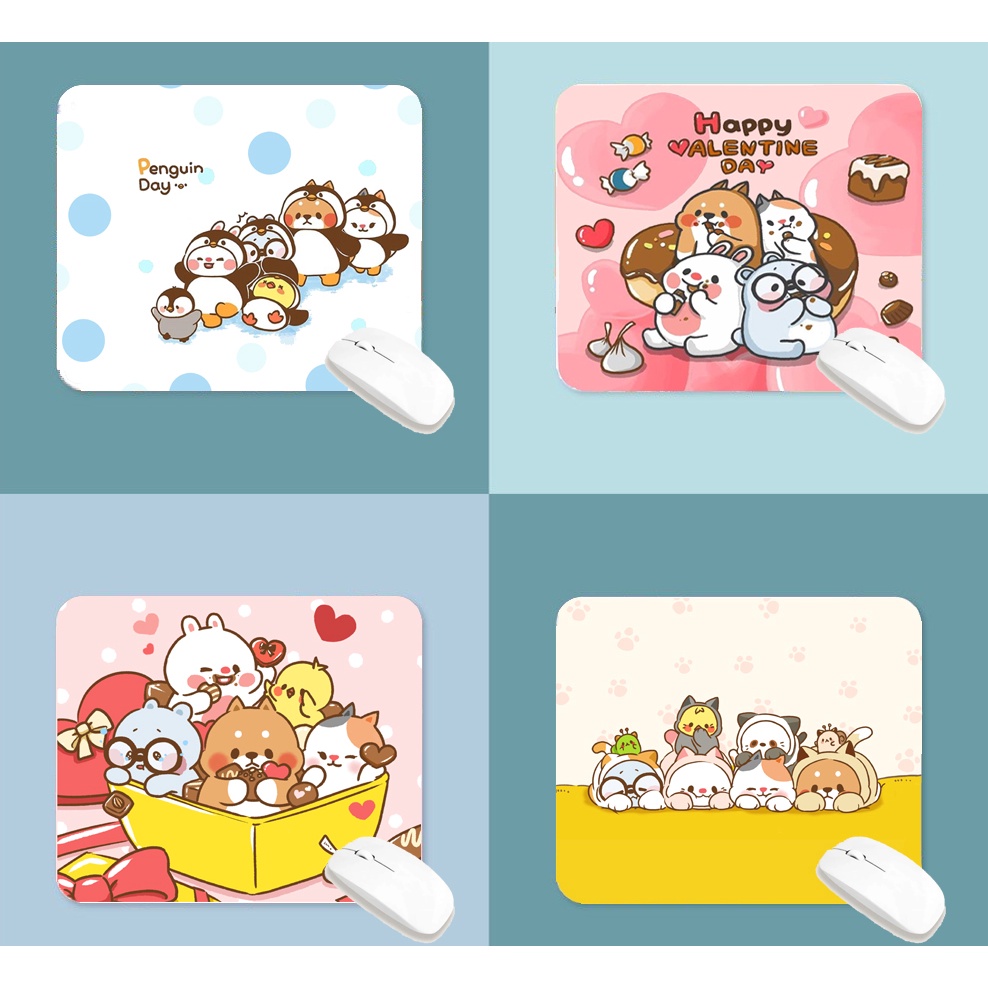 lót chuột tonton LOTI7 bàn di chuột cute dễ thương pastel 20 x 24 cm