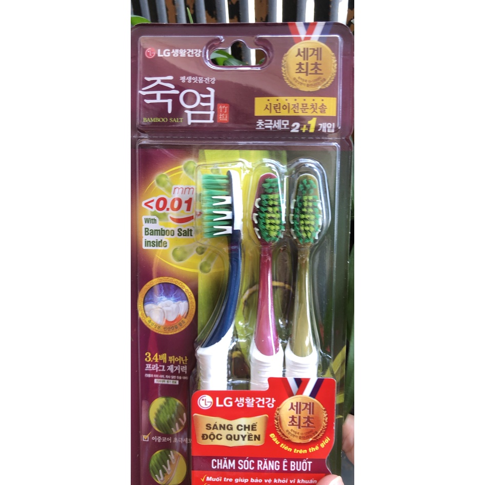 VỈ 3 BÀN CHẢI MUỐI TRE BAMBOO SALT SHIRINNEE CHĂM SÓC RĂNG Ê BUỐT