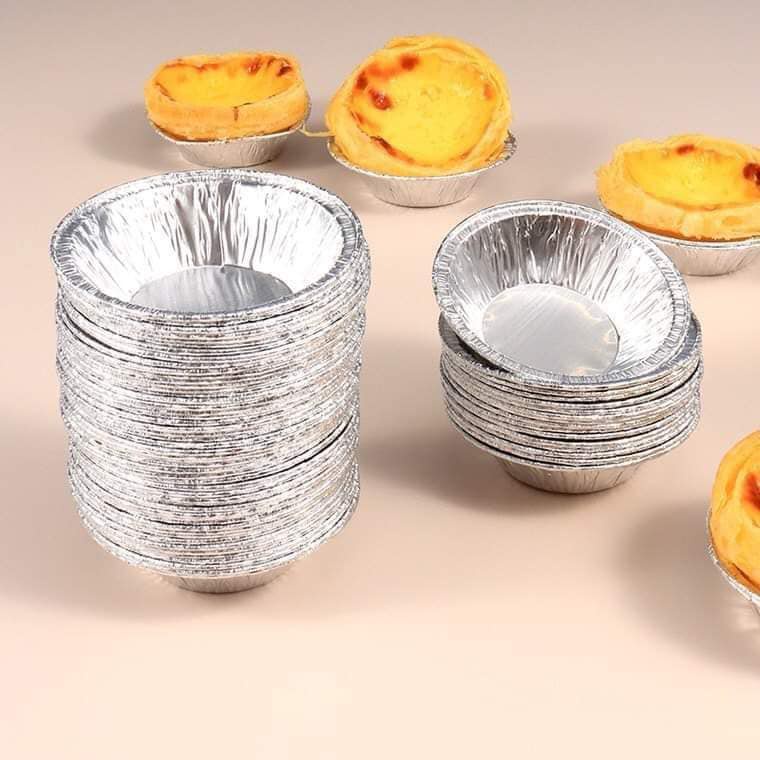 Set 50 / 100 khuôn giấy bạc nướng hàu, bát làm bánh tart trứng bằng lá nhôm dùng 1 lần tiện ích