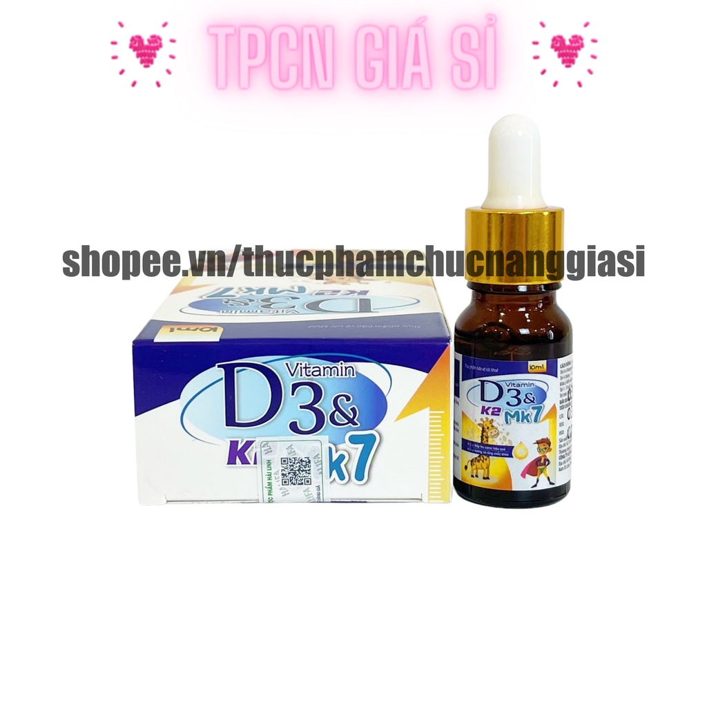 Siro nhỏ giọt bổ sung VITAMIN D3 VÀ MK2 MK7 cho trẻ, giúp tăng cường hấp thu, hỗ trợ xương và răng chắc khoẻ - Hộp 1 lọ