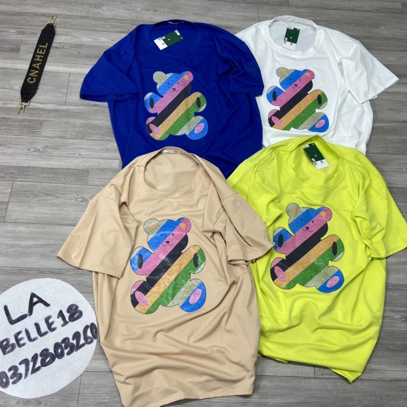 Áo phông cotton gấu dáng thụng tay lỡ form to rộng Áo thun nữ