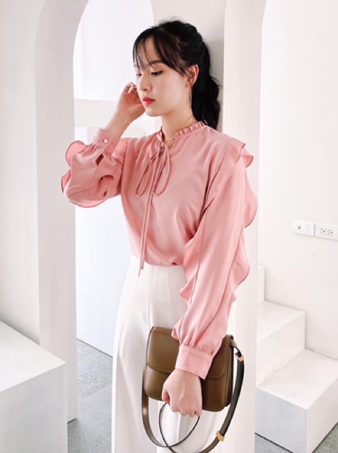 Sơmi thiết kế- Sơmi nhún béo tay đính cúc ngọc