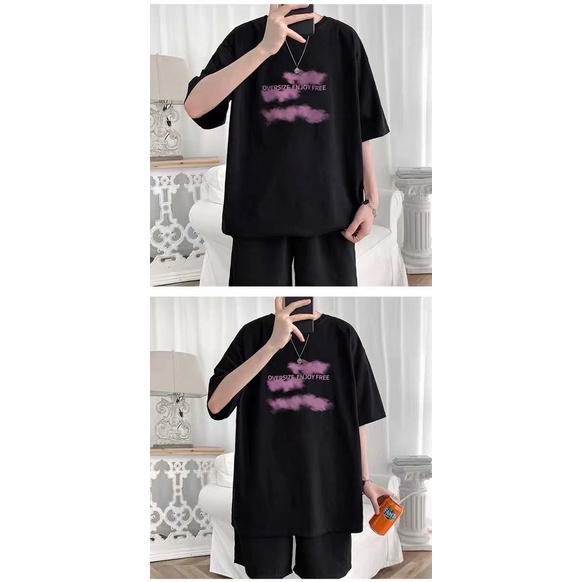 Áo thun tay ngắn in họa tiết đám mây phong cách hip hop có 3 màu tùy chọn cho size M-8Xl 150Kg