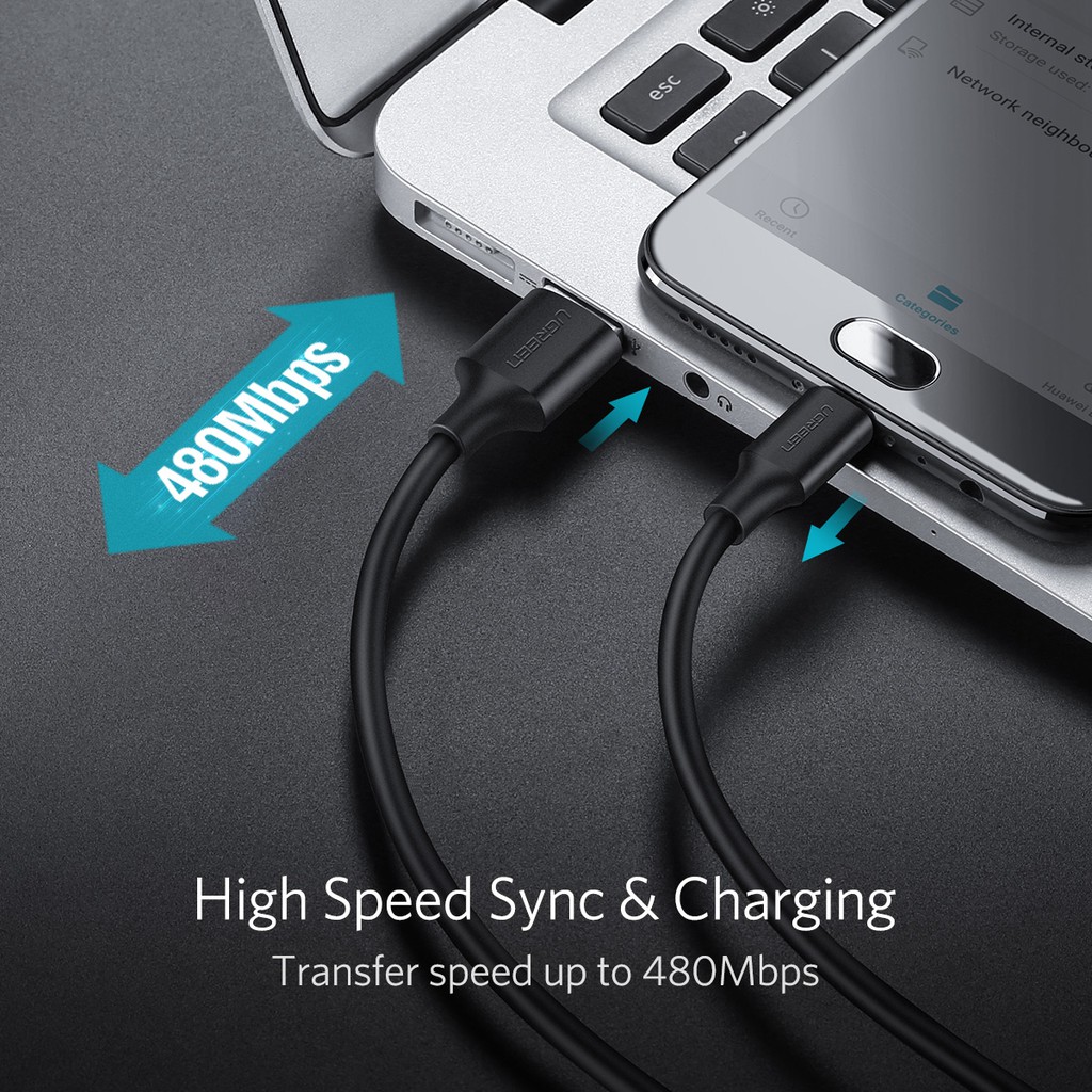 Cáp sạc và đồng bộ hóa UGREEN micro USB USB 2.0A