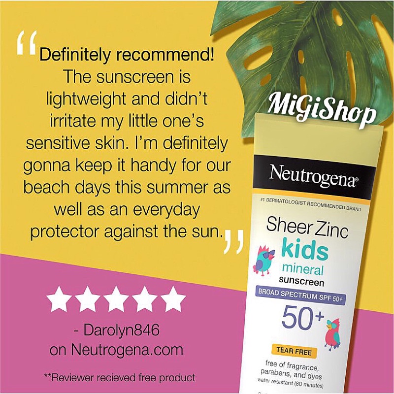 Kem Chống Nắng Trẻ Em Neutrogena Sheer Zinc Kids Mineral Sunscreen SPF50+ 88ml