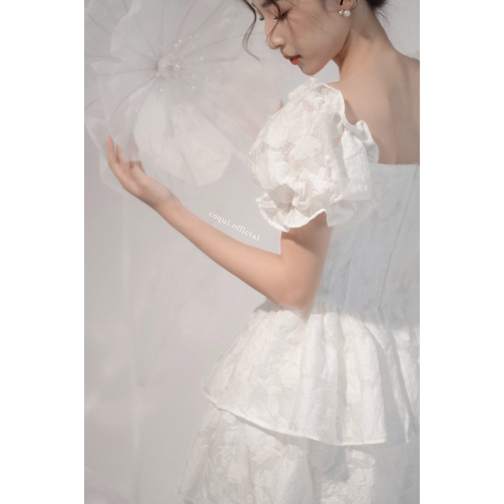 COQUI - Đầm xoè 2 tầng voan hoa cúp ngực - Cara Dress