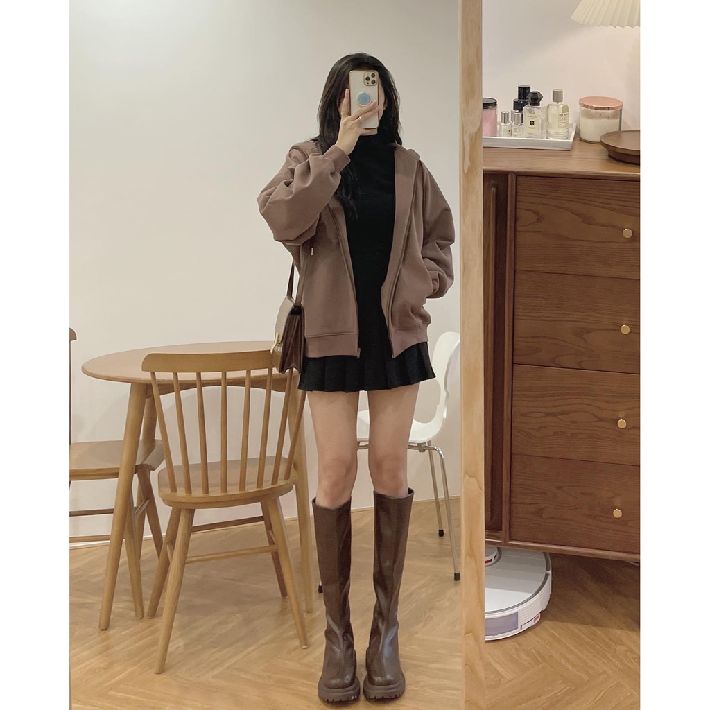 Áo khoác nỉ bông khóa zip trơn Áo hoodie nỉ bông trơn nhiều màu Trời trang nữ Reouts | BigBuy360 - bigbuy360.vn