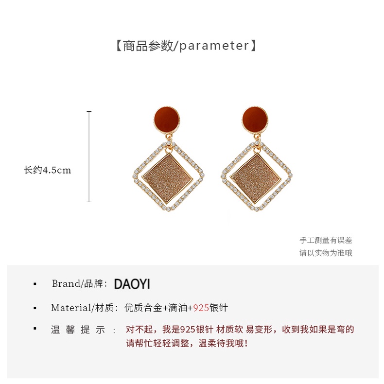 Bông Tai Mạ Bạc 925 Hình Vuông Sang Trọng Cho Nữ